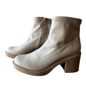 Lifestride Boots Remix Womens Sz 9 Light Taupe Zip Block Heel Platform Flexible